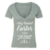 XtraFly Apparel Women's Silly Rabbit Jesus Cross Easter V-neck Short Sleeve T-shirt