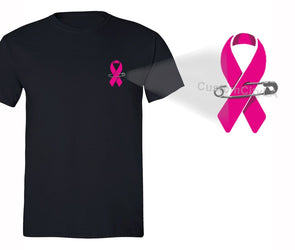 XtraFly Apparel Men's Pocket Pink Ribbon Breast Cancer Ribbon Crewneck Short Sleeve T-shirt