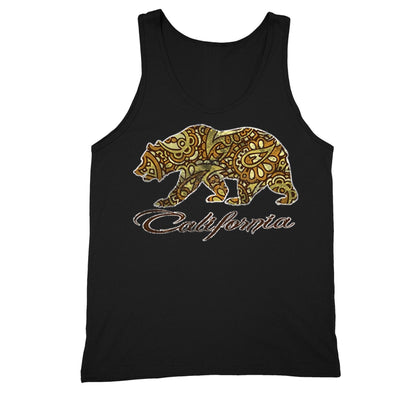 XtraFly Apparel Men's Paisley Brown Bear CA California Pride Tank-Top