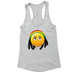 XtraFly Apparel Women's Rasta Emoji Reggae High Novelty Gag Racer-back Tank-Top