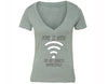 XtraFly Apparel Women's Home is Where the WIFI Novelty Gag V-neck Short Sleeve T-shirt