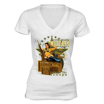 XtraFly Apparel Women's Military Support the Troops 2nd Amendment V-neck Short Sleeve T-shirt
