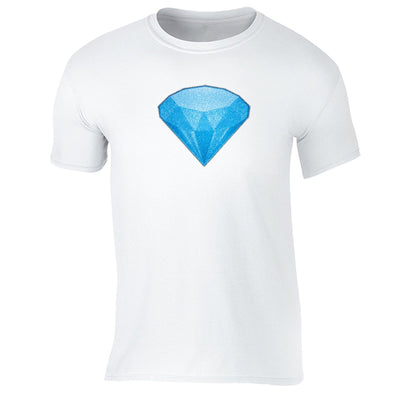 XtraFly Apparel Men's Blue Diamond Emoji Novelty Gag Crewneck Short Sleeve T-shirt