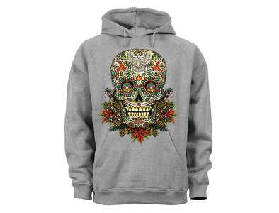 XtraFly Apparel Sugar Skull Tree Ugly Christmas Hooded-Sweatshirt Pullover Hoodie