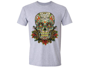 XtraFly Apparel Men's Sugar Skull Tree Ugly Christmas Crewneck Short Sleeve T-shirt