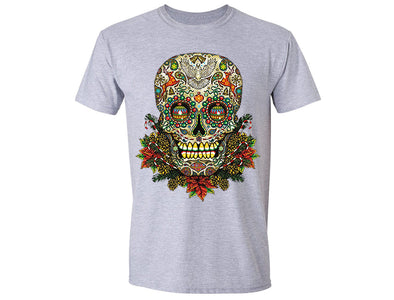 XtraFly Apparel Men's Sugar Skull Tree Ugly Christmas Crewneck Short Sleeve T-shirt