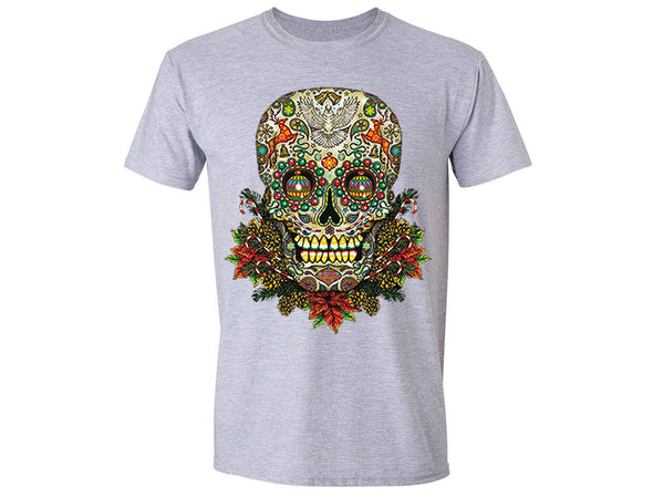 XtraFly Apparel Men's Sugar Skull Tree Ugly Christmas Crewneck Short Sleeve T-shirt