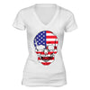 XtraFly Apparel Women's American Flag Distressed 4th of July V-neck Short Sleeve T-shirt