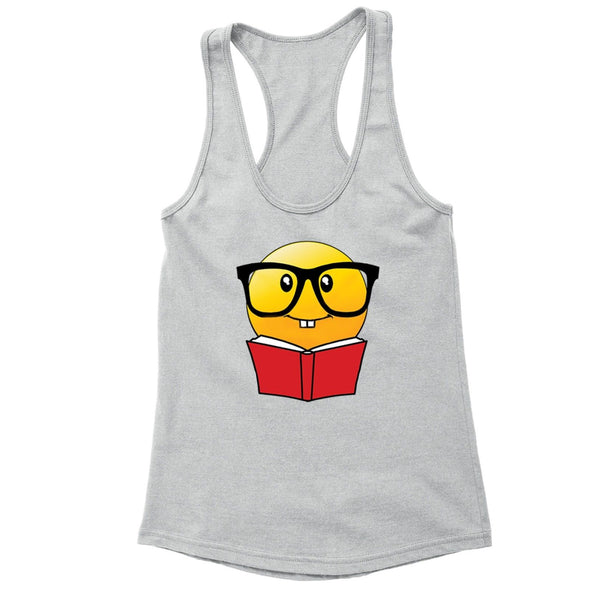 XtraFly Apparel Women's Emoji Nerd Bookworm Novelty Gag Racer-back Tank-Top