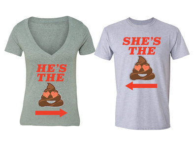 XtraFly Apparel He's the Shit Emoji Valentine's Matching Couples Short Sleeve T-shirt