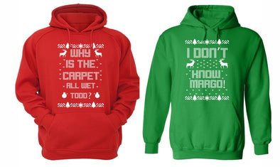 XtraFly Apparel Carpet Wet Todd Margo Family Ugly Christmas Hooded-Sweatshirt Pullover Hoodie