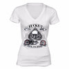XtraFly Apparel Women's Lucky 7 Skull Live to Ride Biker Motorcycle V-neck Short Sleeve T-shirt