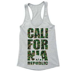 XtraFly Apparel Women's Camo Bear Stacked California Pride Racer-back Tank-Top