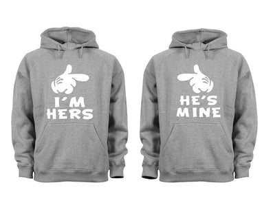 XtraFly Apparel He's Mine I'm Hers Valentine's Matching Couples Hooded-Sweatshirt Pullover Hoodie