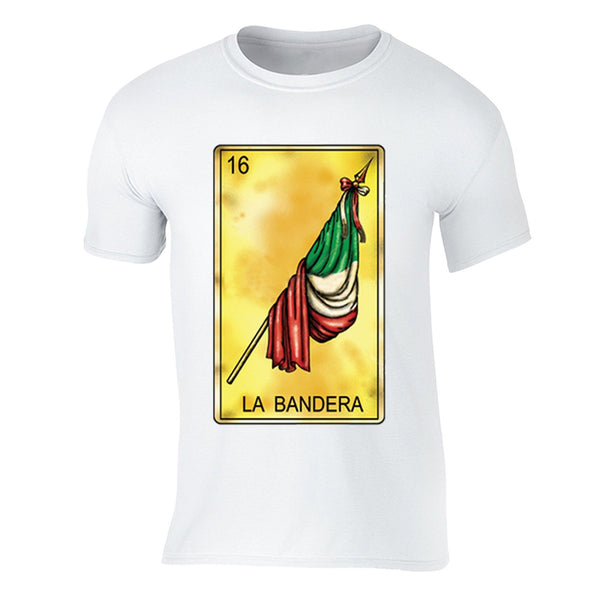 XtraFly Apparel Men's Loteria La Bandera Flag Mexican Heritage Crewneck Short Sleeve T-shirt