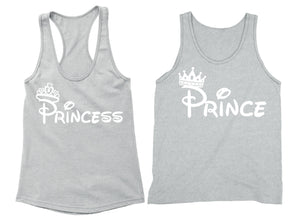 XtraFly Apparel Prince Princess Crown Valentine's Matching Couples Racer-back Tank-Top