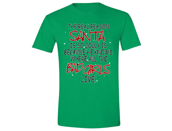 XtraFly Apparel Men's Jolly Santa Elf Ugly Christmas Crewneck Short Sleeve T-shirt