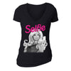 XtraFly Apparel Women's Selfie Doll Cellphone Novelty Gag V-neck Short Sleeve T-shirt
