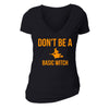 XtraFly Apparel Women's Don't be a Basic Witch Halloween Pumpkin V-neck Short Sleeve T-shirt