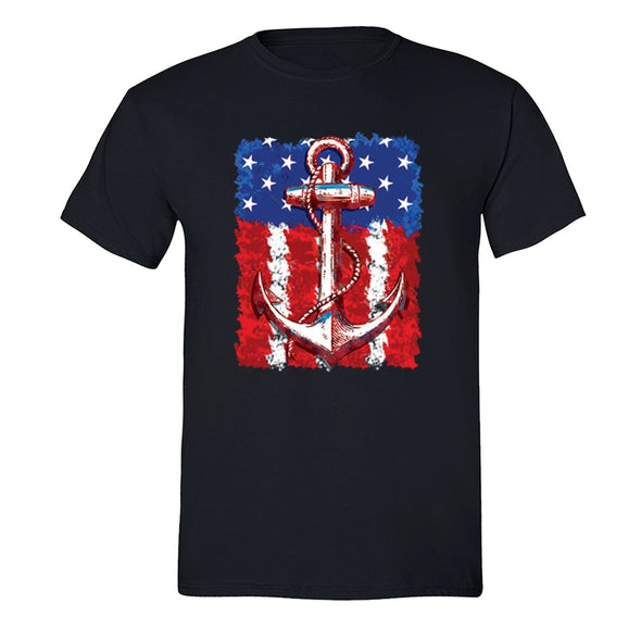 XtraFly Apparel Men's USA Anchor American Pride Crewneck Short Sleeve T-shirt