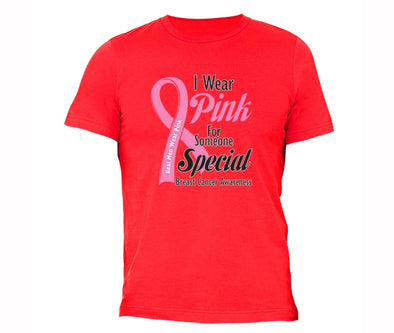 XtraFly Apparel Men's Real Men Wear Pink Breast Cancer Ribbon Crewneck Short Sleeve T-shirt