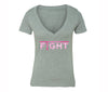 XtraFly Apparel Women's I'm Here to Fight Pink Breast Cancer Ribbon V-neck Short Sleeve T-shirt