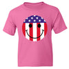 XtraFly Apparel Boys Smiley Emoji Flag American Pride Crewneck Short Sleeve T-shirt