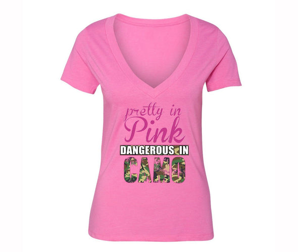 XtraFly Apparel Women's Breast Cancer Awareness V-neck Short Sleeve T-shirt
