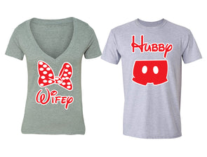 XtraFly Apparel Hubby Wifey Red Bow Valentine's Matching Couples Short Sleeve T-shirt