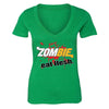 XtraFly Apparel Women's Zombie Eat Flesh Novelty Gag V-neck Short Sleeve T-shirt