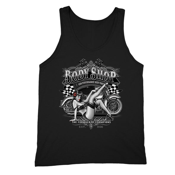 XtraFly Apparel Men's Body Shop Girl Biker Motorcycle Tank-Top