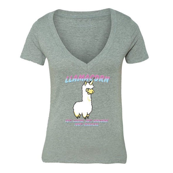 XtraFly Apparel Women's Unicorn Llamacorn Llama Novelty Gag V-neck Short Sleeve T-shirt