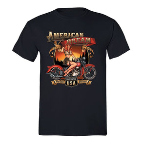 XtraFly Apparel Men's American Dream Milwauke Biker Motorcycle Crewneck Short Sleeve T-shirt