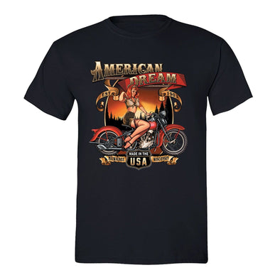 XtraFly Apparel Men's American Dream Milwauke Biker Motorcycle Crewneck Short Sleeve T-shirt