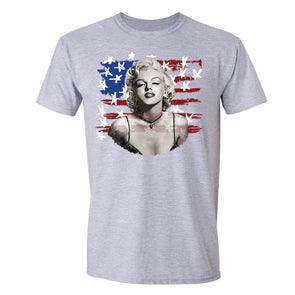 XtraFly Apparel Men's Marilyn Monroe USA Flag American Pride Crewneck Short Sleeve T-shirt