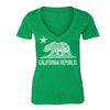 XtraFly Apparel Women's Bear Distressed CA California Pride V-neck Short Sleeve T-shirt