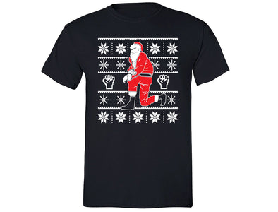 XtraFly Apparel Men's Kneeling Santa Ugly Christmas Crewneck Short Sleeve T-shirt