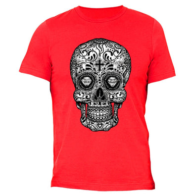 XtraFly Apparel Men's Diamond Cross Muerte Skulls Day Of Dead Crewneck Short Sleeve T-shirt