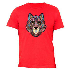 XtraFly Apparel Men's Wolf Pink Tribal Animal Crewneck Short Sleeve T-shirt