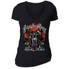 XtraFly Apparel Women's Reap The Road Skull Biker Motorcycle V-neck Short Sleeve T-shirt