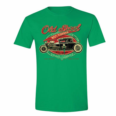 XtraFly Apparel Men's Old Skool Hot Rodder Car Truck Garage Crewneck Short Sleeve T-shirt