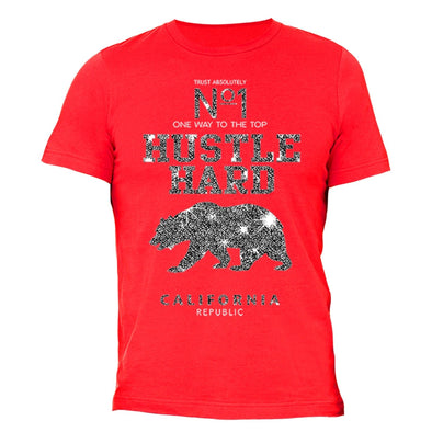 XtraFly Apparel Men's Hustle Hard Bear CA California Pride Crewneck Short Sleeve T-shirt