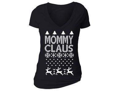 XtraFly Apparel Women's MommyClaus Santa Ugly Christmas V-neck Short Sleeve T-shirt