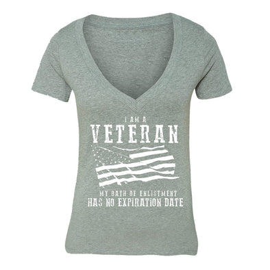 XtraFly Apparel Women's I Am Veteran US Flag Military Pow Mia V-neck Short Sleeve T-shirt
