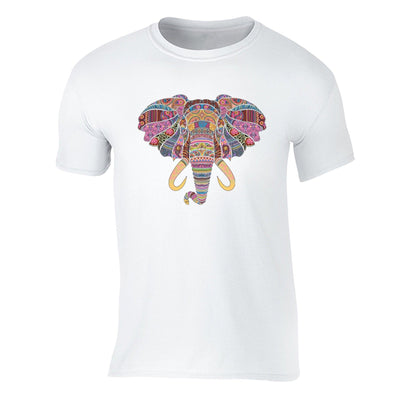 XtraFly Apparel Men's Elephant Head Tusk Pink Tribal Animal Crewneck Short Sleeve T-shirt