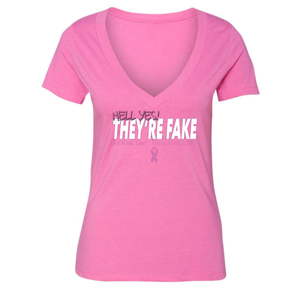 XtraFly Apparel Women's Breast Cancer Awareness V-neck Short Sleeve T-shirt