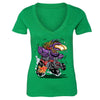 XtraFly Apparel Women's Purple Monster Hot Rod Car Truck Garage V-neck Short Sleeve T-shirt