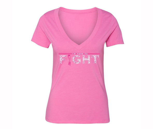 XtraFly Apparel Women's Breast Cancer Awareness V-neck Short Sleeve T-shirt