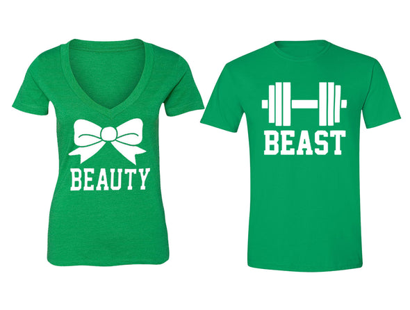 XtraFly Apparel Beauty Bow Beast Weight Valentine's Matching Couples Short Sleeve T-shirt