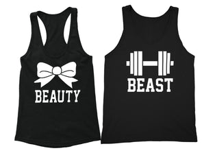 XtraFly Apparel Beauty Bow Beast Weight Valentine's Matching Couples Racer-back Tank-Top